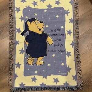 Disney Pooh Starry Night Blanket - Blue and Yellow